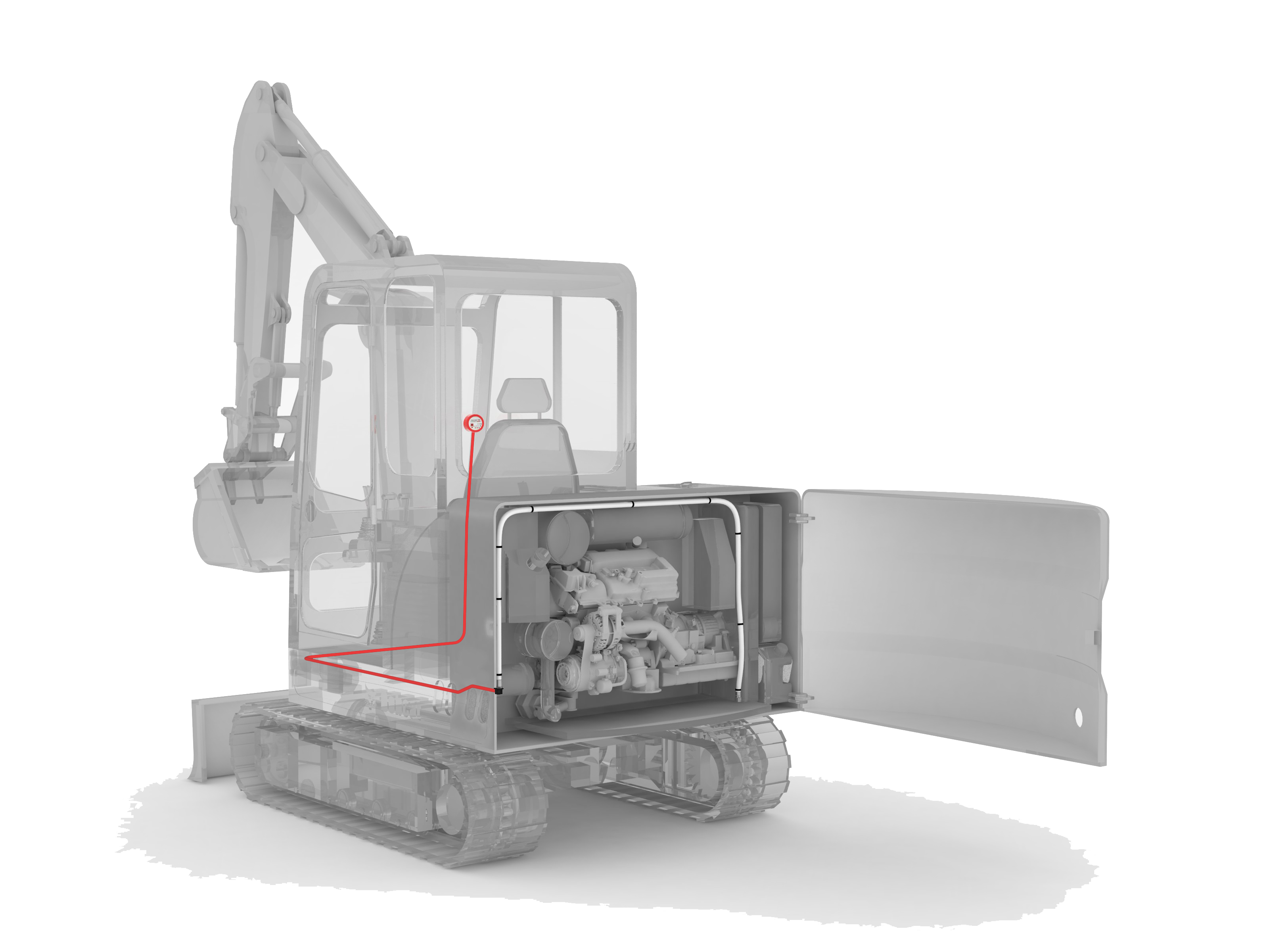 Excavator with BlazeCut protection